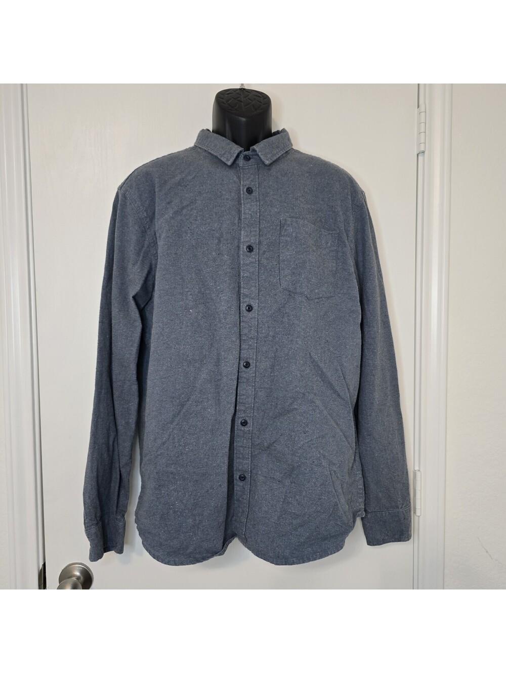 Prana Hemp & Cotton Button-Down Shirt Mens L Blue Long Sleeve